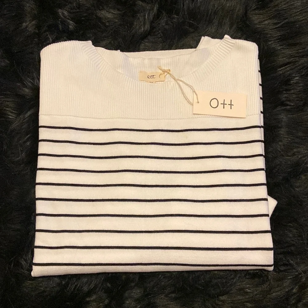 Women’s OTT (Brand) Stripe Boat Neck Sweater. 2XL - Picture 3 of 6